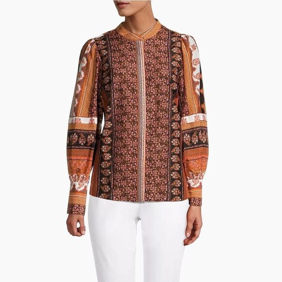 Kobi Halperin Amy Printed Silk Blouse, NWT, Size L - Picture 5 of 8
